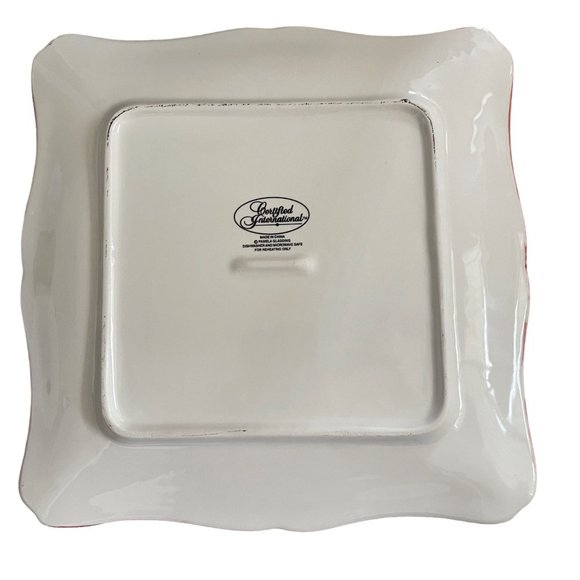 Certified International Pamela Gladding Square Platter Red Rooster 12" Farmhouse - Picture 6 of 10